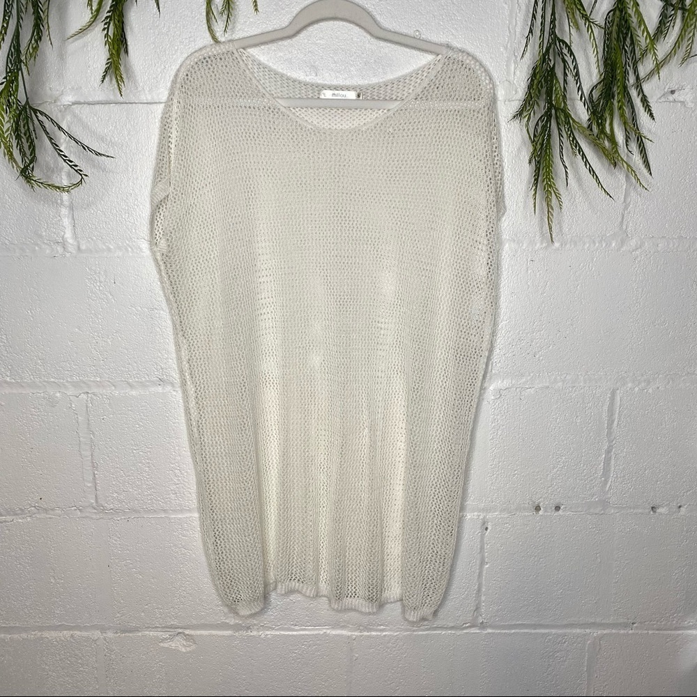 Revolve Millau Crochet Mesh Sheer Top Swim Cover Up White Oversized Small